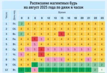 Photo of Расписание магнитных бурь на август 2025 года по дням и часам. Инфографика
